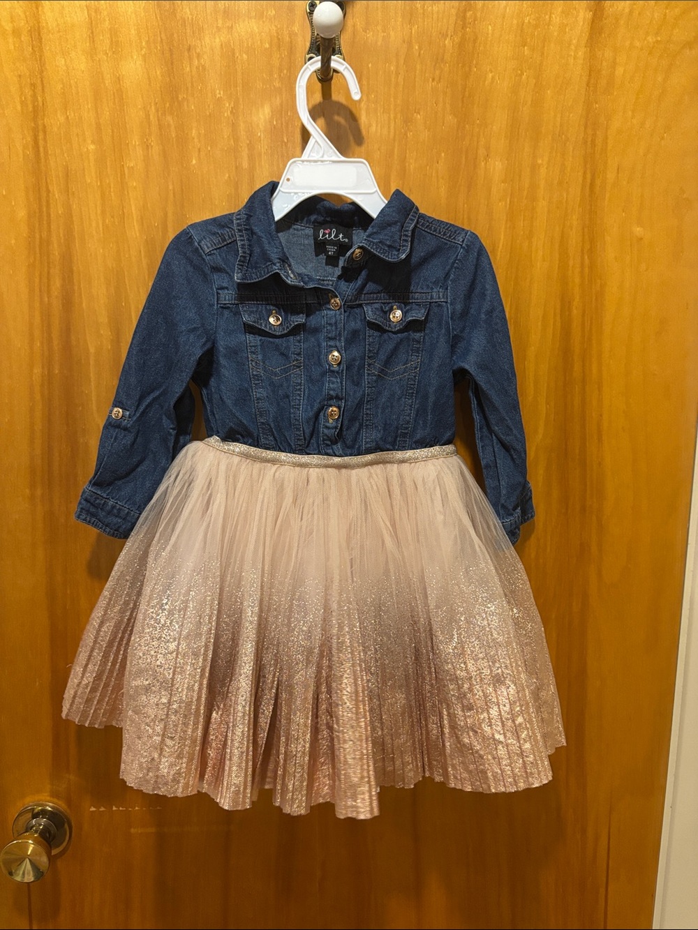 lilt Dark Blue Denim Jacket with Blush Tulle Skirt